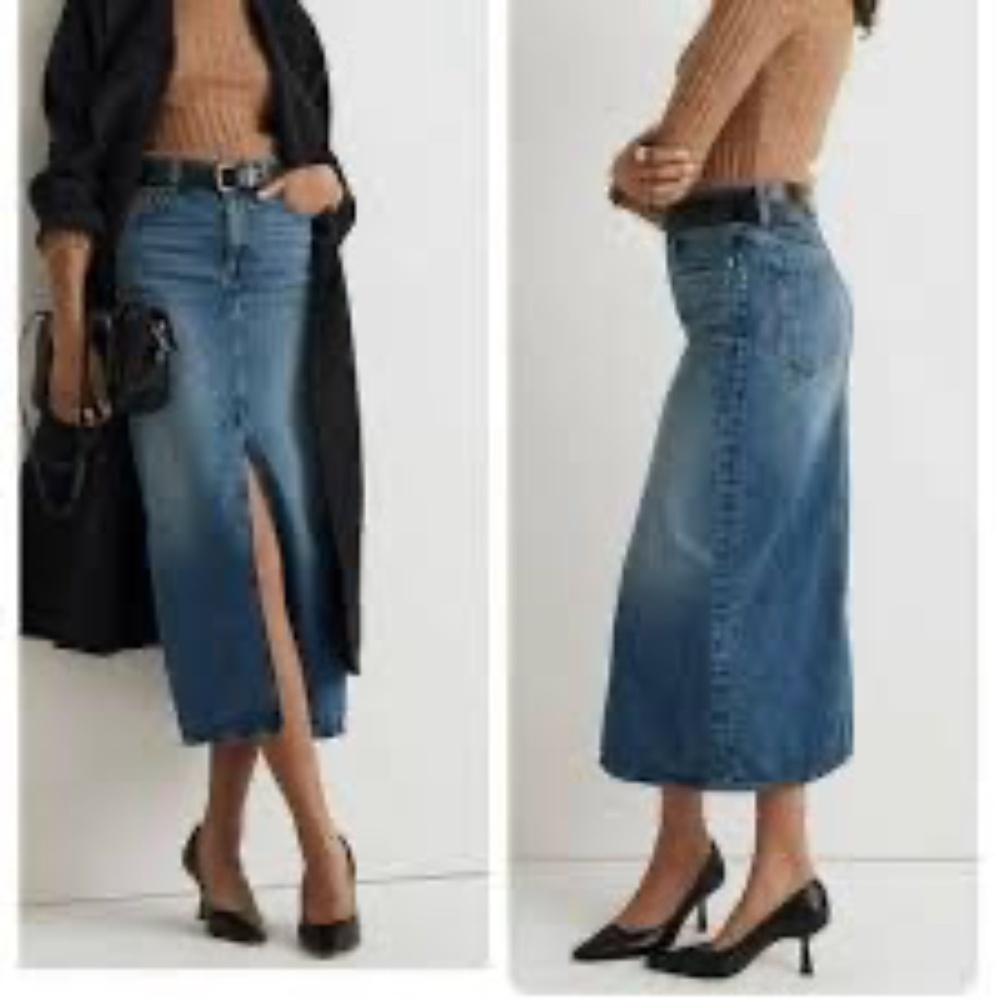 Madewell Denim Mid-Rise Maxi Jean Skirt in Pratt Wash 32